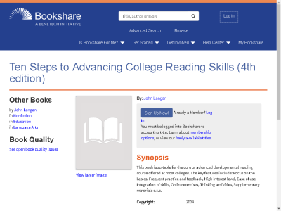 Thumbnail for Ten Steps to Advancing College Reading Skills (4th edition) resource