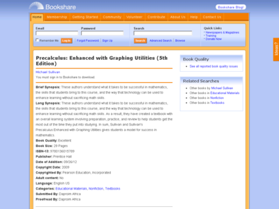 Thumbnail for Precalculus: Enhanced with Graphing Utilities (5th Edition) resource