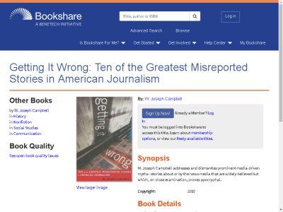 Thumbnail for Getting It Wrong: Ten of the Greatest Misreported Stories in American Journalism resource