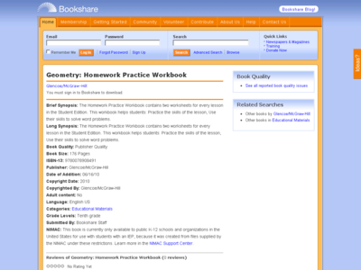Thumbnail for Geometry: Homework Practice Workbook resource