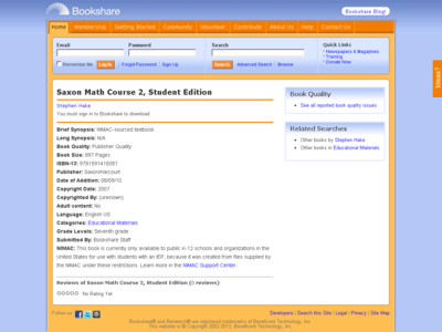 Thumbnail for Saxon Math Course 2, Student Edition resource