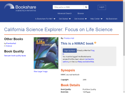 Thumbnail for California Science Explorer: Focus on Life Science resource