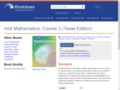 Thumbnail for Holt Mathematics, Course 3 (Texas Edition) resource