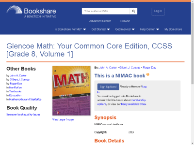 Thumbnail for Glencoe Math: Your Common Core Edition, CCSS [Grade 8, Volume 1] resource