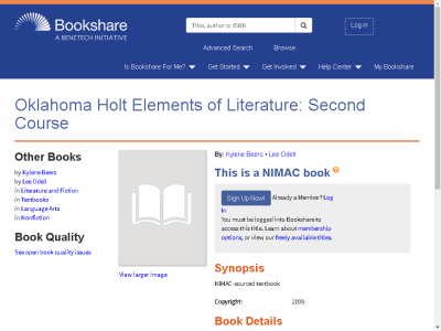 Thumbnail for Oklahoma Holt Elements of Literature: Second Course resource