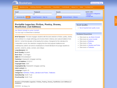 Thumbnail for Portable Legacies:  Fiction, Poetry, Drama, Nonfiction (1st Edition) resource