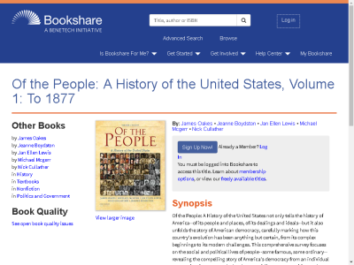 Thumbnail for Of the People: A History of the United States, Volume 1: To 1877 resource
