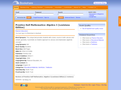 Thumbnail for Prentice Hall Mathematics:  Algebra I (Louisiana Edition) resource