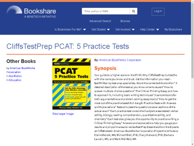 Thumbnail for CliffsTestPrep PCAT: 5 Practice Tests resource
