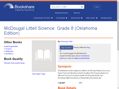 Thumbnail for McDougal Littell Science: Grade 8 (Oklahoma Edition) resource