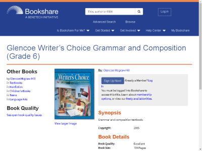 Thumbnail for Glencoe Writer’s Choice Grammar and Composition (Grade 6) resource