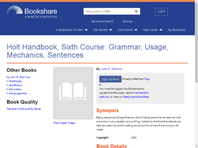 Thumbnail for Holt Handbook, Sixth Course: Grammar, Usage, Mechanics, Sentences resource