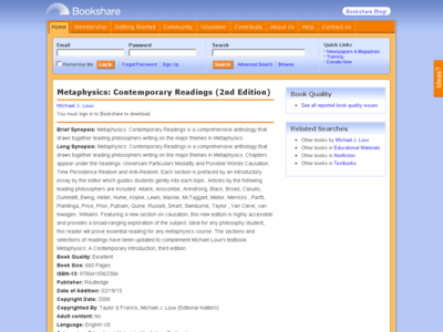 Thumbnail for Metaphysics: Contemporary Readings (2nd Edition) resource