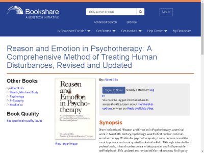 Thumbnail for Reason and Emotion in Psychotherapy: A Comprehensive Method of Treating Human Disturbances, Revised and Updated resource