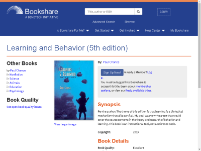 Thumbnail for Learning and Behavior (5th edition) resource
