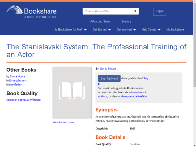 Thumbnail for The Stanislavski System: The Professional Training of an Actor resource