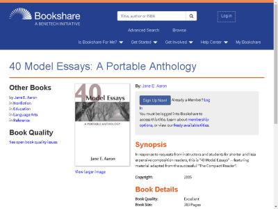 Thumbnail for 40 Model Essays: A Portable Anthology resource