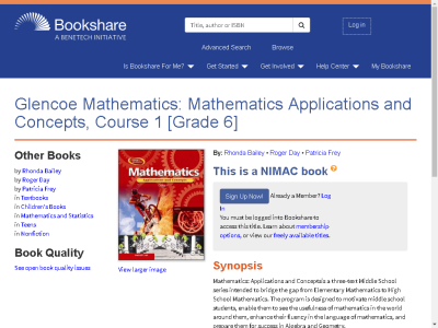 Thumbnail for Glencoe Mathematics: Mathematics Applications and Concepts, Course 1 [Grade 6] resource