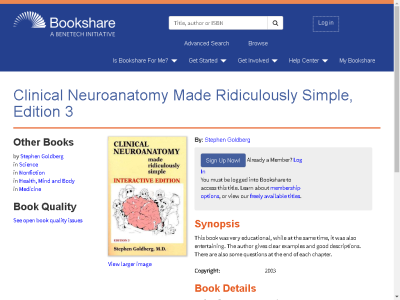 Thumbnail for Clinical Neuroanatomy Made Ridiculously Simple, Edition 3 resource