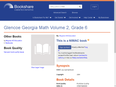 Thumbnail for Glencoe Georgia Math Volume 2, Grade 6 resource