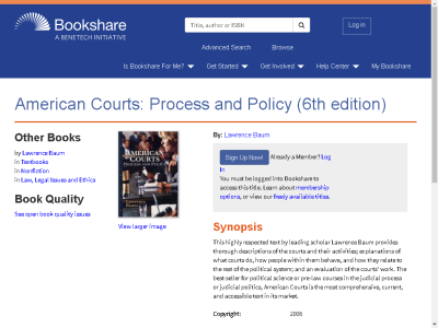 Thumbnail for American Courts: Process and Policy (6th edition) resource
