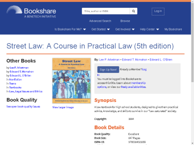 Thumbnail for Street Law: A Course in Practical Law (5th edition) resource