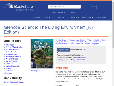 Thumbnail for Glencoe Science: The Living Environment (NY Edition) resource