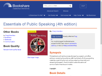 Thumbnail for Essentials of Public Speaking (4th edition) resource