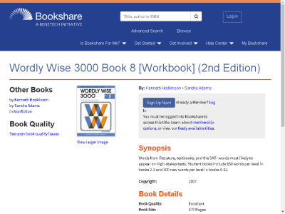 Thumbnail for Wordly Wise 3000 Book 8 [Workbook] (2nd Edition) resource