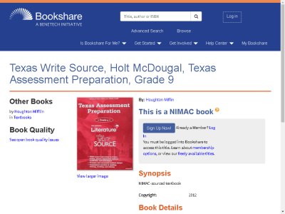 Thumbnail for Texas Write Source, Holt McDougal, Texas Assessment Preparation, Grade 9 resource