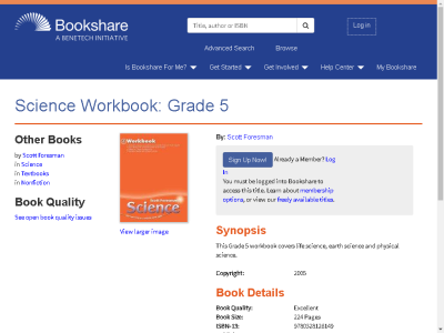 Thumbnail for Science Workbook: Grade 5 resource