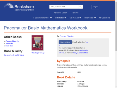 Thumbnail for Pacemaker Basic Mathematics Workbook resource