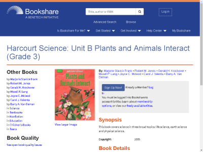 Thumbnail for Harcourt Science: Unit B Plants and Animals Interact (Grade 3) resource