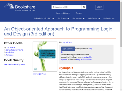 Thumbnail for An Object-oriented Approach to Programming Logic and Design (3rd edition) resource