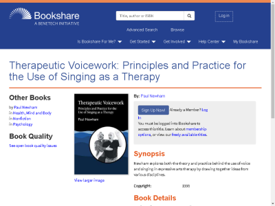 Thumbnail for Therapeutic Voicework: Principles and Practice for the Use of Singing as a Therapy resource