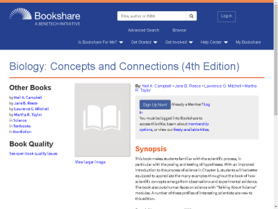 Thumbnail for Biology: Concepts and Connections (4th Edition) resource