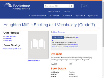 Thumbnail for Houghton Mifflin Spelling and Vocabulary (Grade 7) resource