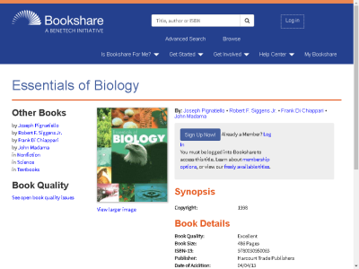 Thumbnail for Essentials of Biology resource