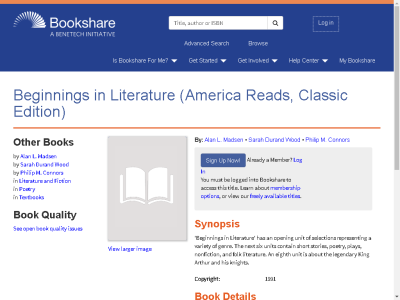 Thumbnail for Beginnings in Literature (America Reads, Classic Edition) resource