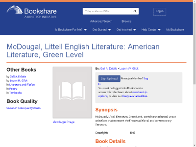 Thumbnail for McDougal, Littell English Literature: American Literature, Green Level resource