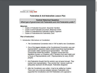 Thumbnail for Reading Like a Historian: Federalists & Anti-Federalists resource