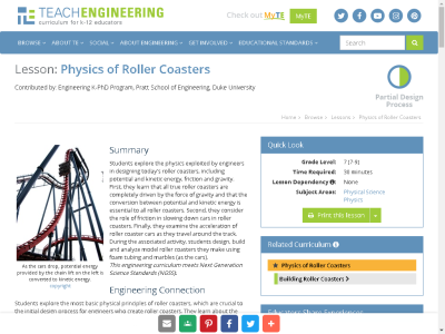 Thumbnail for Teach Engineering: Physics of Roller Coasters resource