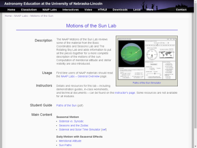 Thumbnail for Nebraska Astronomy Applet Project: Motions of the Sun Lab resource