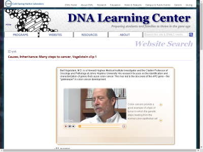 Thumbnail for Causes, Inheritance: Many steps to cancer, Vogelstein clip 1 resource