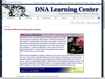 Thumbnail for Concept 26: RNA was the first genetic molecule. resource