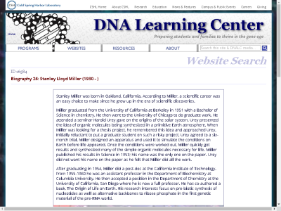 Thumbnail for Biography 26: Stanley Lloyd Miller (1930 - ) resource