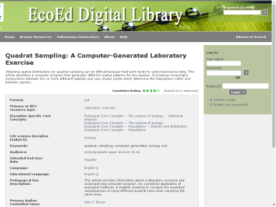 Thumbnail for Quadrat Sampling: A Computer-Generated Laboratory Exercise resource