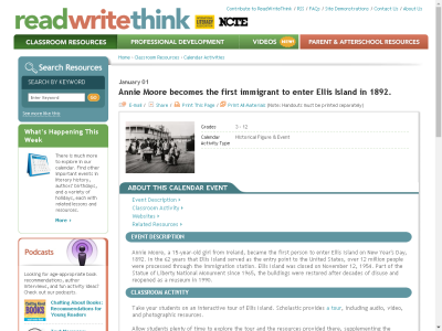 Thumbnail for Annie Moore becomes the first immigrant to enter Ellis Island in 1892. resource