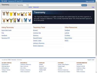 Thumbnail for NCBI Taxonomy Browser resource