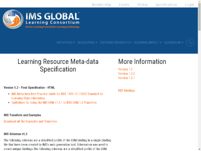 Thumbnail for IMS Meta-data Specification - Version 1 resource